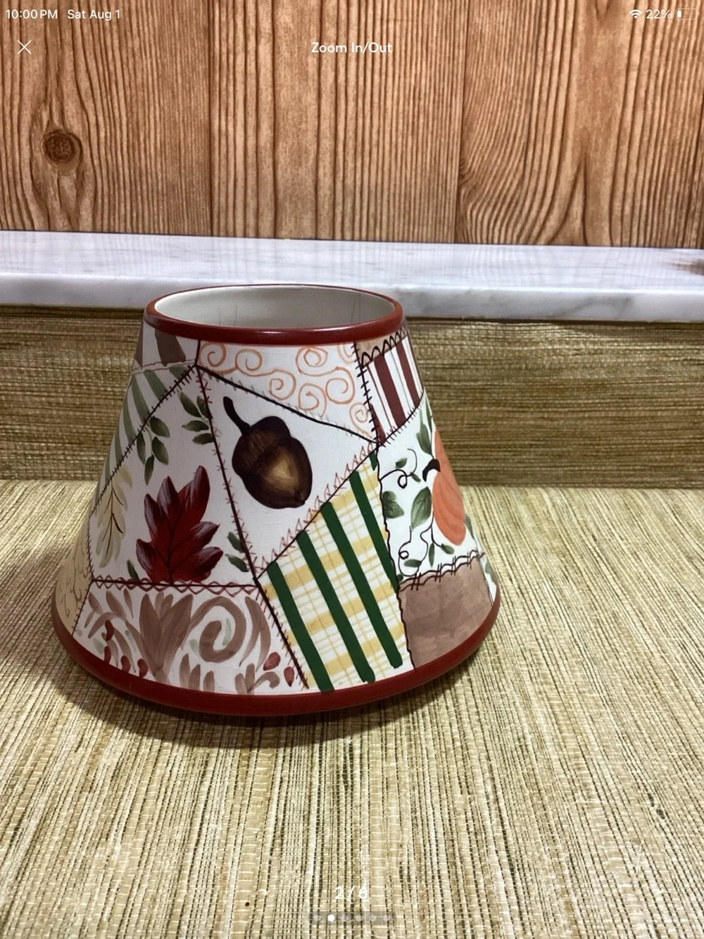 Yankee Candle Decorative Patchwork Ceramic Lamp Shade - Pumpkin Motif